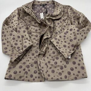 Samuel Dong Womens M Blouse Shimmer Wire Ruffle Zipper Front Top NWT